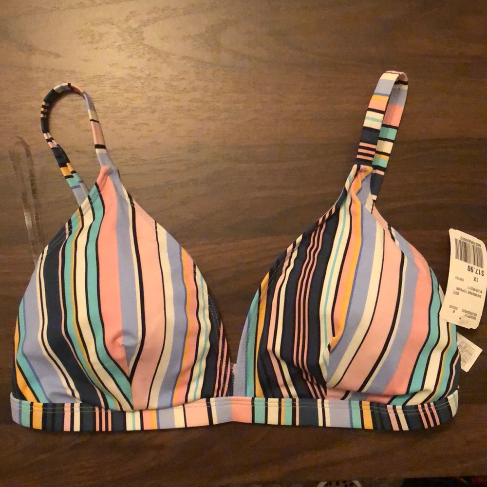 Plus Size Multi-Color Striped Bikini Top